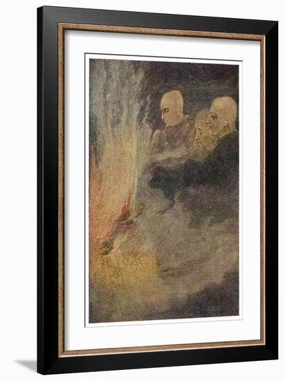 The Death of Siddhartha Gautama Known as the Buddha, The Final Release-Abanindro Nath Tagore-Framed Art Print