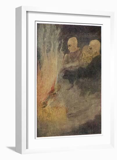 The Death of Siddhartha Gautama Known as the Buddha, The Final Release-Abanindro Nath Tagore-Framed Art Print