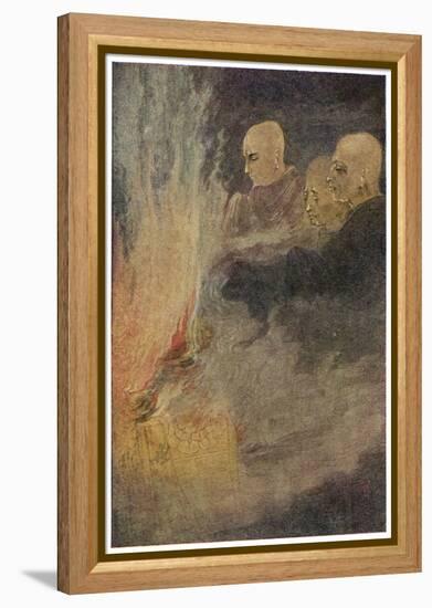 The Death of Siddhartha Gautama Known as the Buddha, The Final Release-Abanindro Nath Tagore-Framed Stretched Canvas