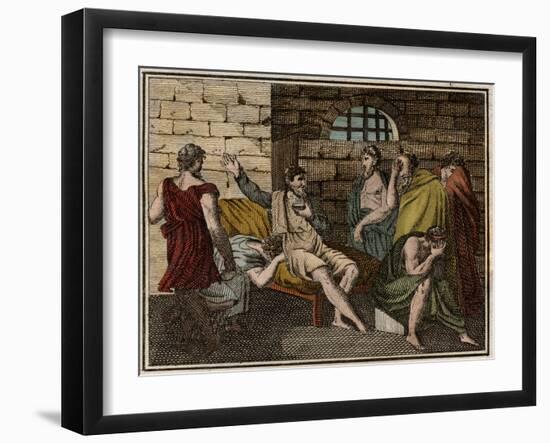 The death of Socrates, Greek philosopher (470?-399 BC)-French School-Framed Giclee Print