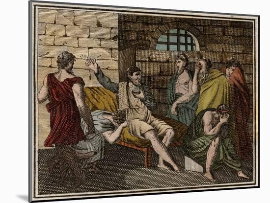 The death of Socrates, Greek philosopher (470?-399 BC)-French School-Mounted Giclee Print