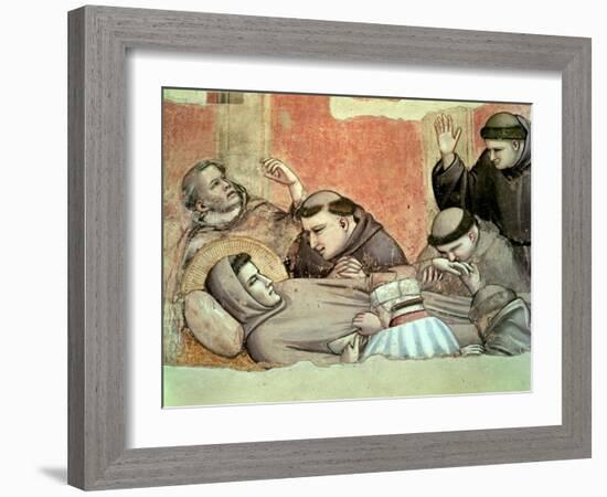 The Death of St. Francis, Detail of St. Francis and the Monks, from the Bardi Chapel-Giotto di Bondone-Framed Giclee Print