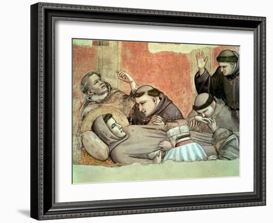 The Death of St. Francis, Detail of St. Francis and the Monks, from the Bardi Chapel-Giotto di Bondone-Framed Giclee Print