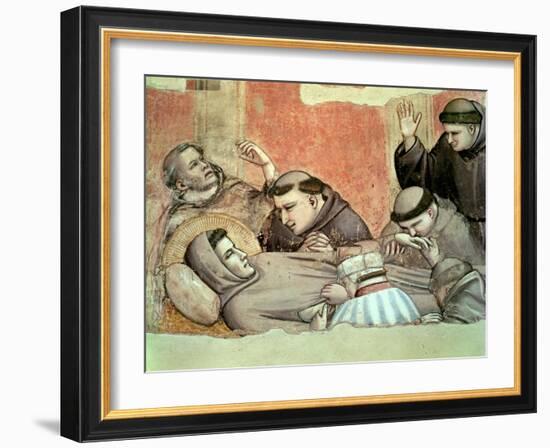 The Death of St. Francis, Detail of St. Francis and the Monks, from the Bardi Chapel-Giotto di Bondone-Framed Giclee Print