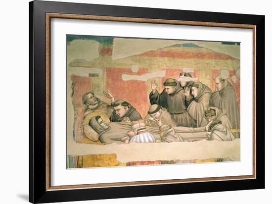 The Death of St. Francis, from the Bardi Chapel (Fresco) (Detail of 63329)-Giotto di Bondone-Framed Giclee Print