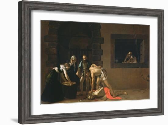 The Decapitation of St. John the Baptist, 1608-Caravaggio-Framed Giclee Print