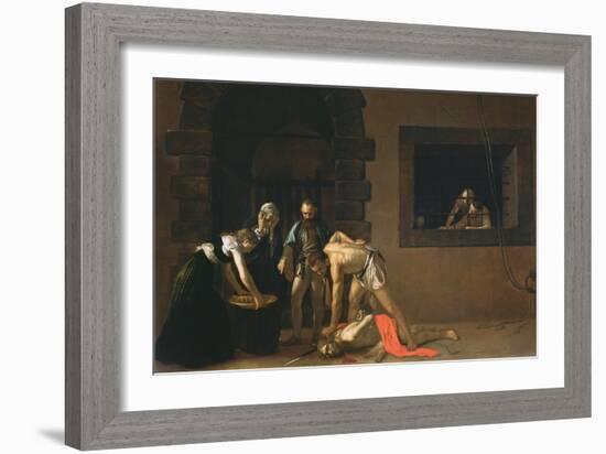 The Decapitation of St. John the Baptist, 1608-Caravaggio-Framed Giclee Print