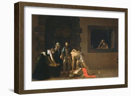 The Decapitation of St. John the Baptist, 1608-Caravaggio-Framed Giclee Print