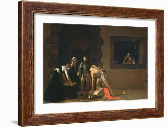 The Decapitation of St. John the Baptist, 1608-Caravaggio-Framed Giclee Print