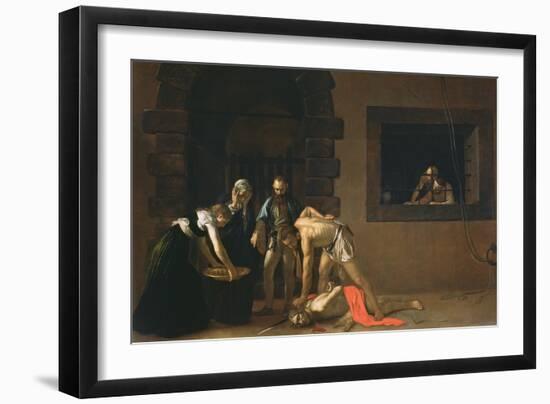 The Decapitation of St. John the Baptist, 1608-Caravaggio-Framed Giclee Print