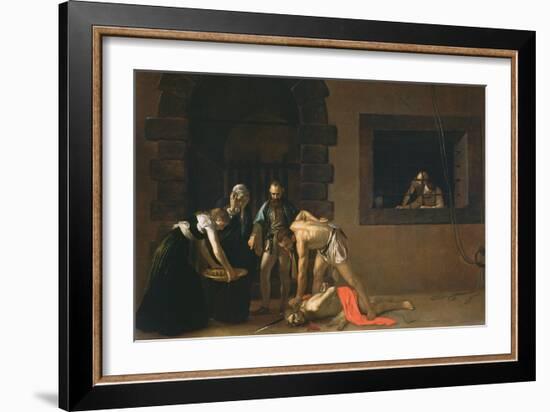 The Decapitation of St. John the Baptist, 1608-Caravaggio-Framed Giclee Print