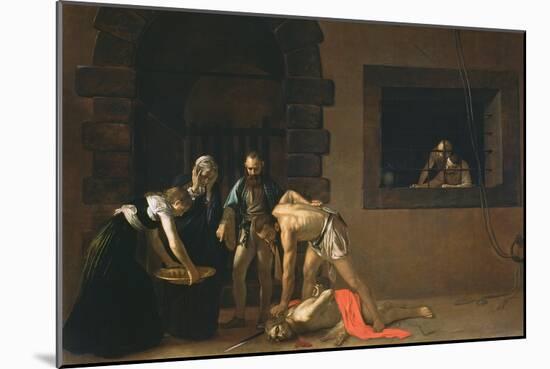 The Decapitation of St. John the Baptist, 1608-Caravaggio-Mounted Giclee Print