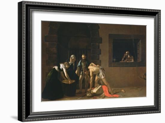 The Decapitation of St. John the Baptist, 1608-Caravaggio-Framed Giclee Print