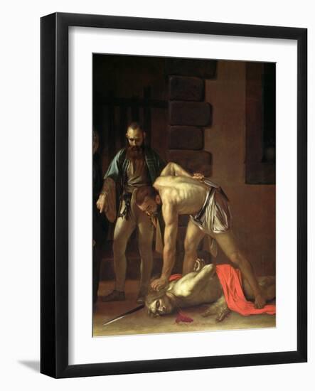 The Decapitation of St. John the Baptist, 1608-Caravaggio-Framed Giclee Print