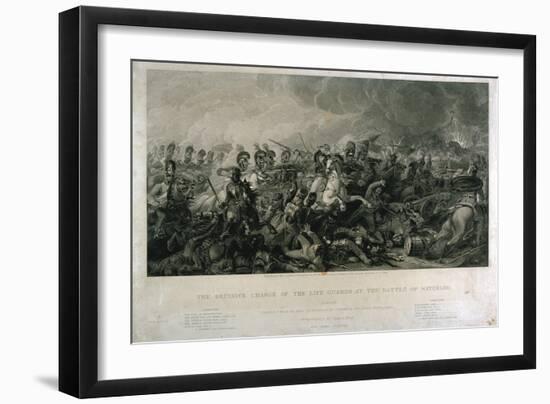 The Decisive Charge of the Life Guards at Waterloo in 1815, Engraved by William Bromley, 1821-Luke Clennell-Framed Giclee Print