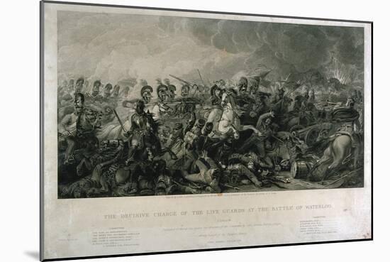 The Decisive Charge of the Life Guards at Waterloo in 1815, Engraved by William Bromley, 1821-Luke Clennell-Mounted Giclee Print
