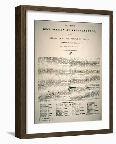 The Declaration of Texas Independence, Declared 2nd March, 1836-null-Framed Giclee Print