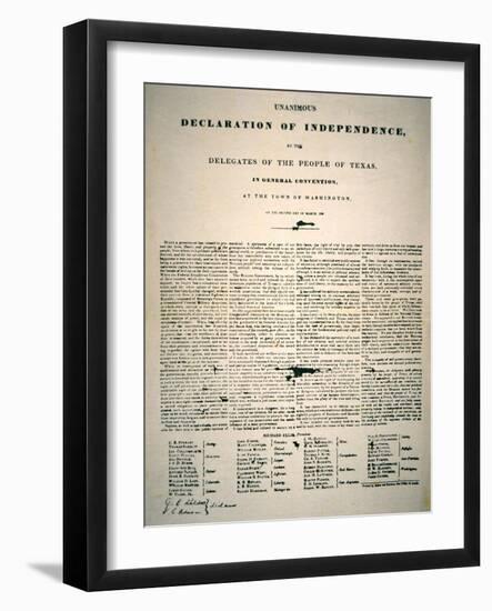 The Declaration of Texas Independence, Declared 2nd March, 1836-null-Framed Giclee Print