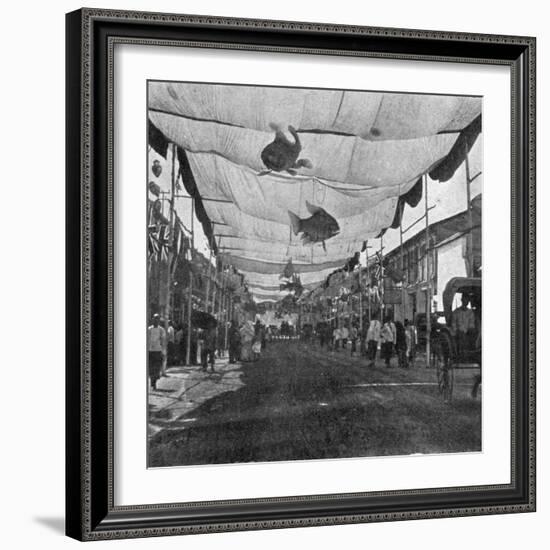 The Decorations in the Main Street, Singapore, Illustration from 'The King', May 25th 1901-English Photographer-Framed Photographic Print