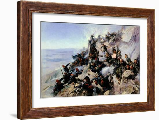 The Defence of the "Eagle Aerie" on the Shipka in 1877, 1893-Andrei Nikolaevich Popov-Framed Giclee Print