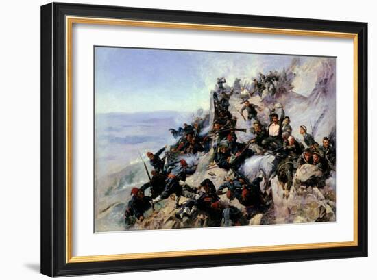 The Defence of the "Eagle Aerie" on the Shipka in 1877, 1893-Andrei Nikolaevich Popov-Framed Giclee Print