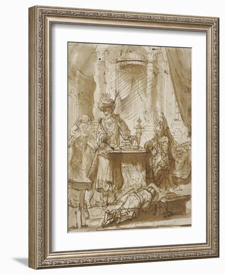 The Degradation of Haman before Ahasuerus and Esther-Rembrandt van Rijn-Framed Giclee Print