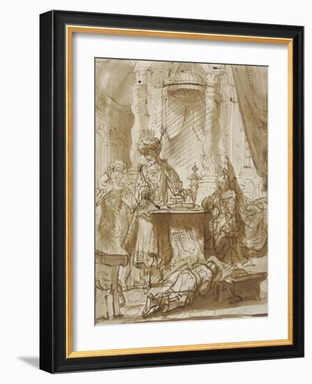 The Degradation of Haman before Ahasuerus and Esther-Rembrandt van Rijn-Framed Giclee Print