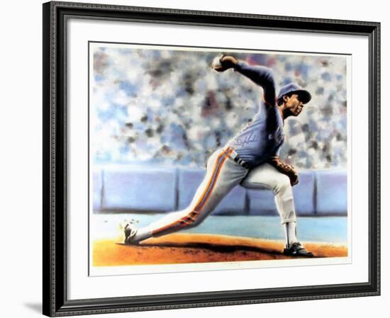 The Delivery (New York Mets Dwight Gooden)-Jack Lane-Framed Art Print