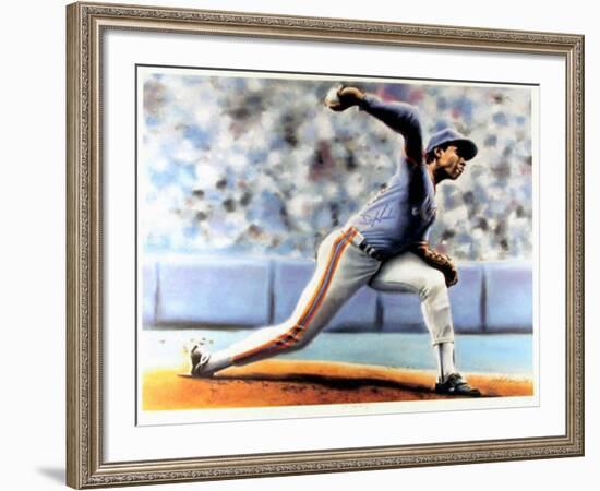 The Delivery (New York Mets Dwight Gooden)-Jack Lane-Framed Art Print