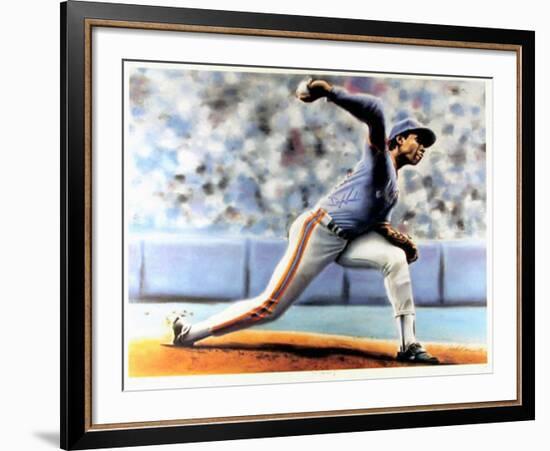 The Delivery (New York Mets Dwight Gooden)-Jack Lane-Framed Art Print