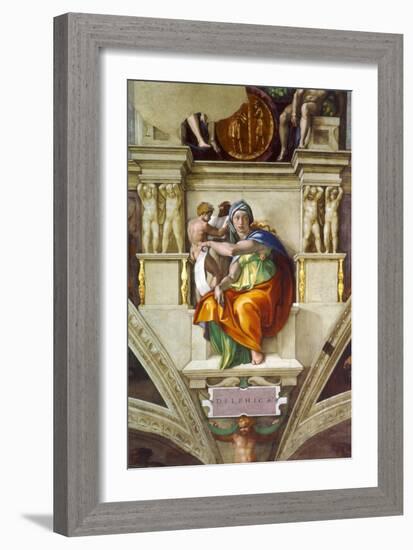 The Delphic Sibyl (Sistine Chapel Ceiling in the Vatica), 1508-1512-Michelangelo Buonarroti-Framed Giclee Print