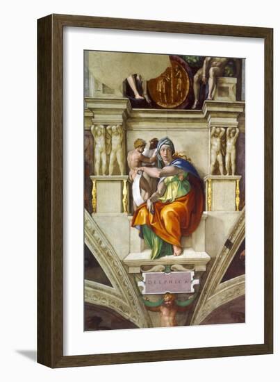 The Delphic Sibyl (Sistine Chapel Ceiling in the Vatica), 1508-1512-Michelangelo Buonarroti-Framed Giclee Print