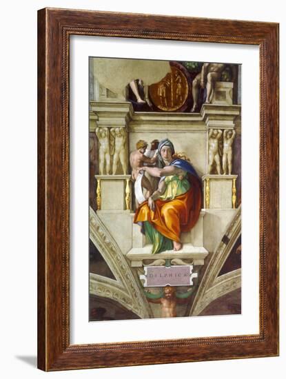 The Delphic Sibyl (Sistine Chapel Ceiling in the Vatica), 1508-1512-Michelangelo Buonarroti-Framed Giclee Print