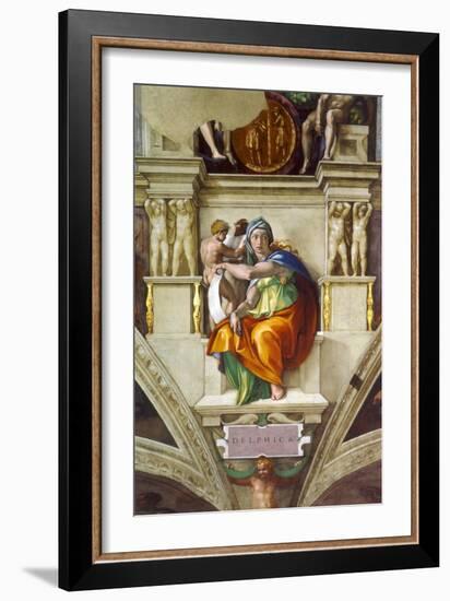 The Delphic Sibyl (Sistine Chapel Ceiling in the Vatica), 1508-1512-Michelangelo Buonarroti-Framed Giclee Print