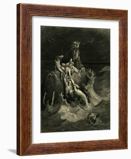 The Deluge (Frontispiece to the Illustrated Edition of the Bibl), 1866-Gustave Doré-Framed Giclee Print