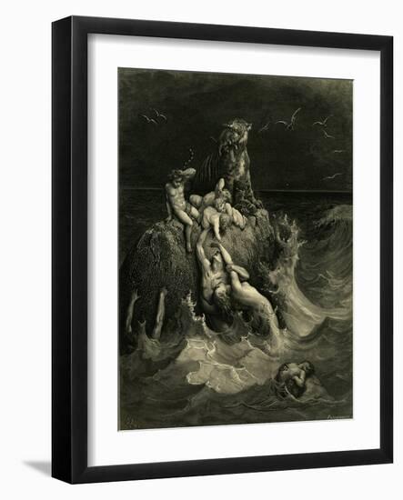 The Deluge (Frontispiece to the Illustrated Edition of the Bibl), 1866-Gustave Doré-Framed Giclee Print