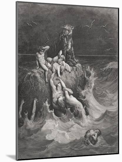 The Deluge, Illustration from Dore's 'The Holy Bible', Engraved by Pannemaker, 1866-Gustave Doré-Mounted Giclee Print