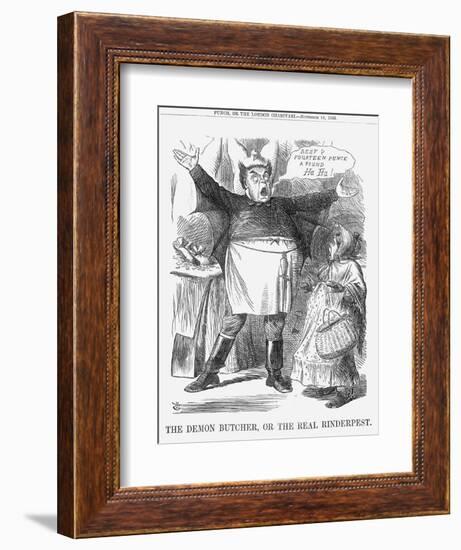 The Demon Butcher, or the Real Rinderpest, 1865-John Tenniel-Framed Giclee Print