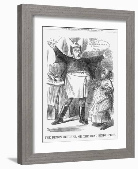 The Demon Butcher, or the Real Rinderpest, 1865-John Tenniel-Framed Giclee Print