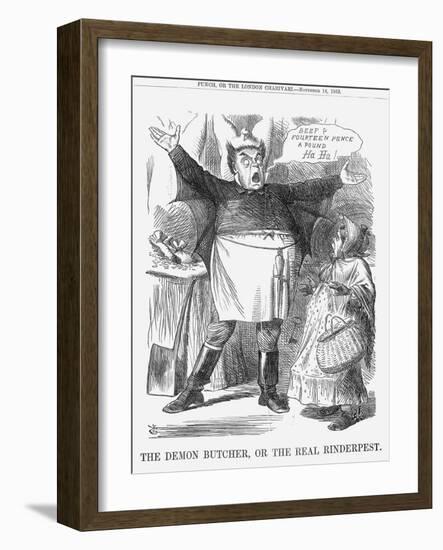 The Demon Butcher, or the Real Rinderpest, 1865-John Tenniel-Framed Giclee Print