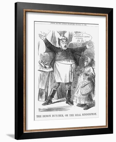 The Demon Butcher, or the Real Rinderpest, 1865-John Tenniel-Framed Giclee Print