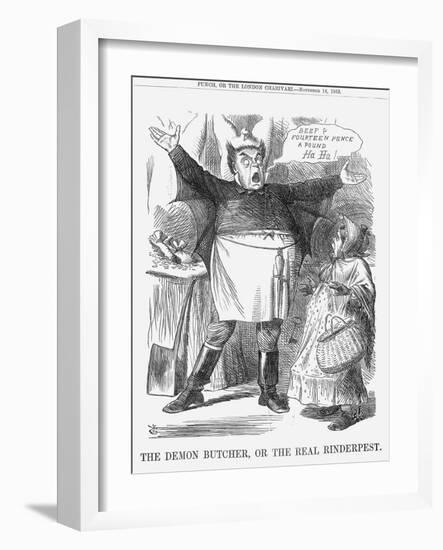 The Demon Butcher, or the Real Rinderpest, 1865-John Tenniel-Framed Giclee Print