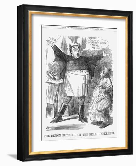 The Demon Butcher, or the Real Rinderpest, 1865-John Tenniel-Framed Giclee Print