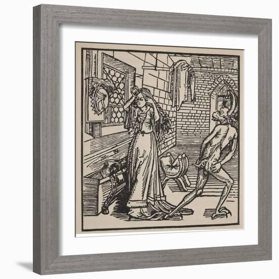 The Demon of Vanity and the Coquette, Illustration from 'Der Ritter Vom Turm', 1498-Albrecht Dürer-Framed Giclee Print