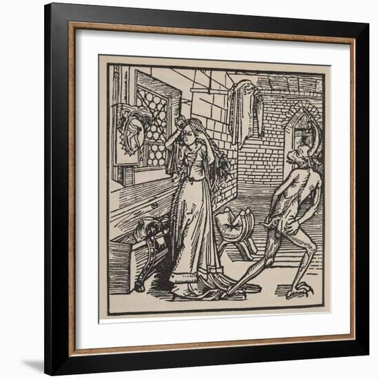 The Demon of Vanity and the Coquette, Illustration from 'Der Ritter Vom Turm', 1498-Albrecht Dürer-Framed Giclee Print