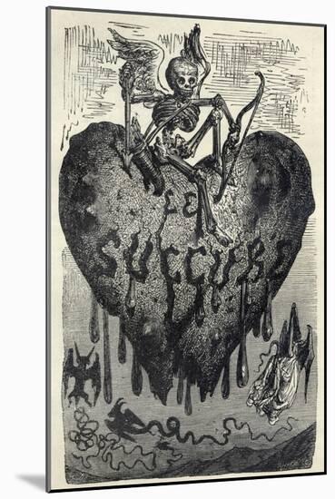 The Demonic Entity of the Succubus Portrayed as a Skeleton on a Bleeding Heart-Gustave Dor?-Mounted Art Print