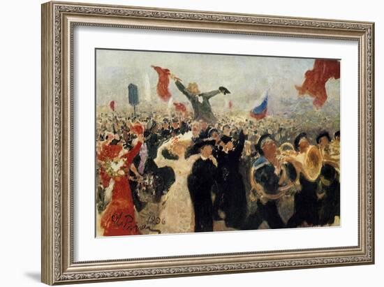 The Demonstration of 17th October, 1905, C1900-1930-Il'ya Repin-Framed Giclee Print