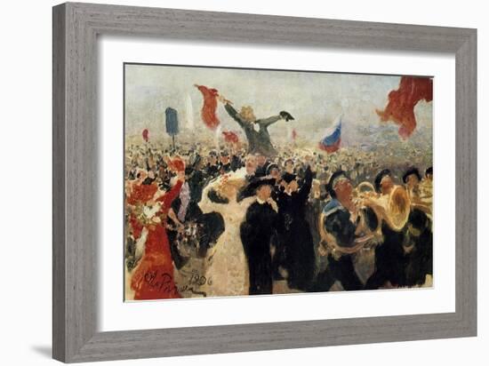 The Demonstration of 17th October, 1905, C1900-1930-Il'ya Repin-Framed Giclee Print