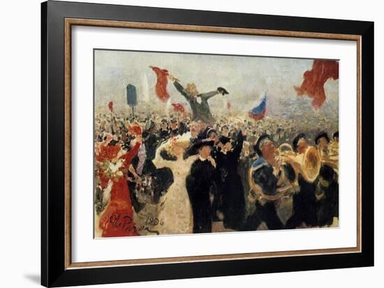 The Demonstration of 17th October, 1905, C1900-1930-Il'ya Repin-Framed Giclee Print