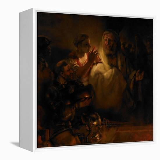 The Denial of Saint Peter, 1660-Rembrandt van Rijn-Framed Premier Image Canvas